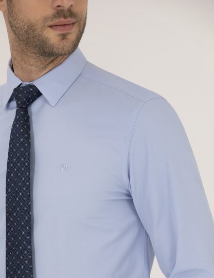 پیراهن آستین بلند مردانه جذب آبی پیرکاردین
