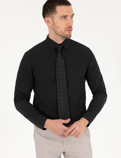 پیراهن آستین بلند مردانه جذب سیاه پیرکاردین