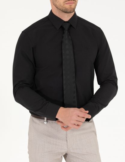 پیراهن آستین بلند مردانه جذب سیاه پیرکاردین