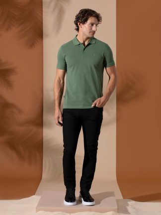 تی شرت مردانه یقه پولو ساده مدل جذب خاکی پیرکاردین