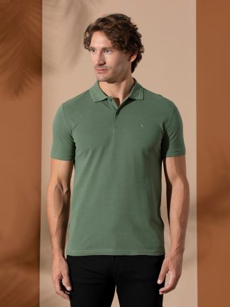 تی شرت مردانه یقه پولو ساده مدل جذب خاکی پیرکاردین