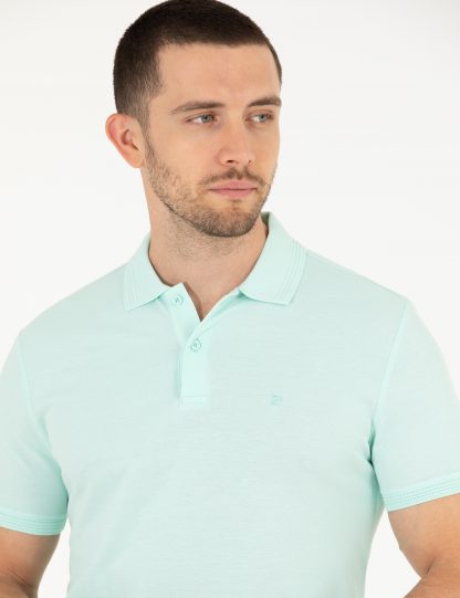 تی شرت مردانه یقه پولو ساده مدل جذب سبز روشن پیرکاردین