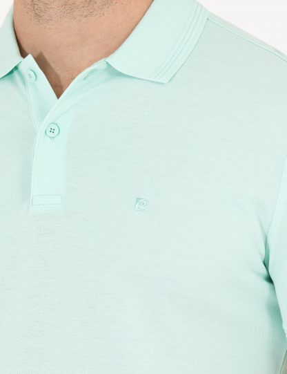 تی شرت مردانه یقه پولو ساده مدل جذب سبز روشن پیرکاردین