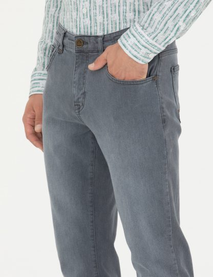 شلوار جین مردانه راسته جیبدار خاکستری پیرکاردین