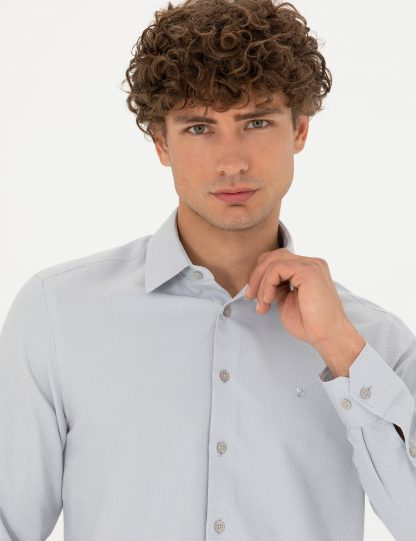 پیراهن آستین بلند مردانه جذب خاکستری پیرکاردین