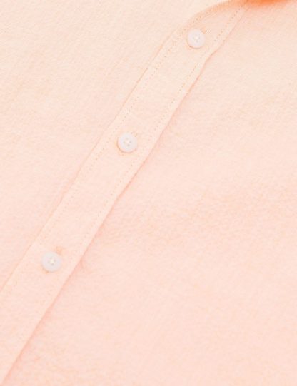 پیراهن آستین بلند مردانه یقه دکمه دار کوتاه بدون جیب نارنجی کاشارل