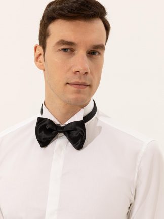 پیراهن رسمی مردانه آستین بلند جذب سفید کاشارل