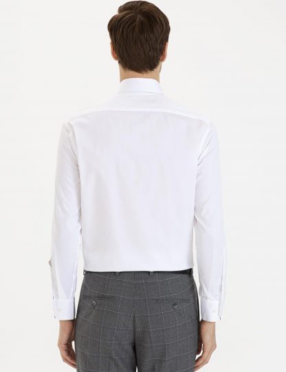 پیراهن آستین بلند مردانه کژوال سفید کاشارل