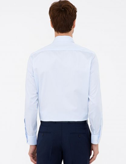 پیراهن آستین بلند مردانه کژوال آبی روشن کاشارل