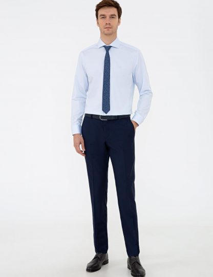 پیراهن آستین بلند مردانه کژوال آبی روشن کاشارل