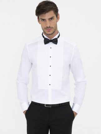 پیراهن رسمی مردانه اسلیم سفید کاشارل
