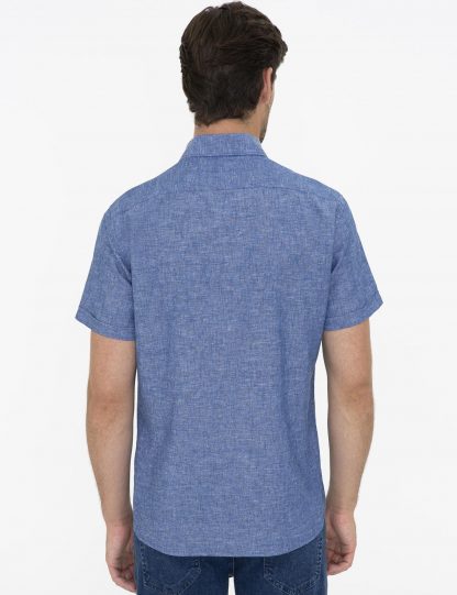 پیراهن آستین کوتاه مردانه جذب آبی نیلی کاشارل
