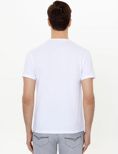تی شرت مردانه آستین کوتاه یقه گرد ساده سفید کاشارل