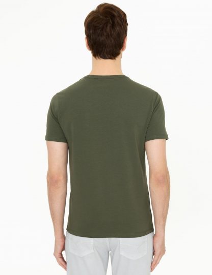 تی شرت مردانه یقه گرد ساده خاکی کاشارل