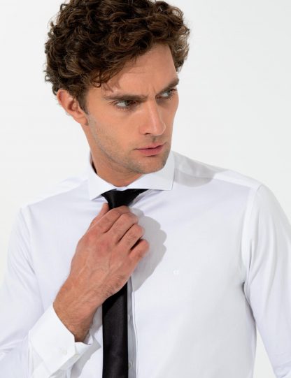 پیراهن آستین بلند مردانه سفید کاشارل