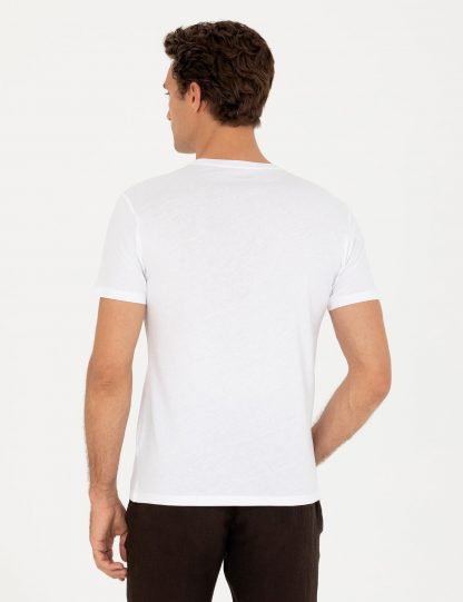 تی شرت مردانه اسلیم سفید کاشارل