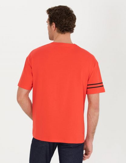 تی شرت مردانه اورسایز قرمز کاشارل