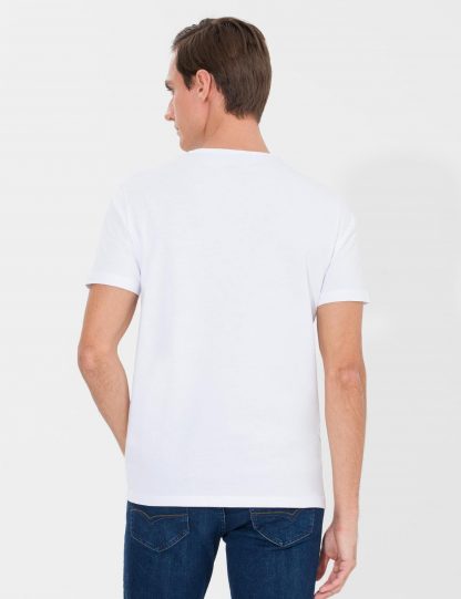 تی شرت مردانه آستین کوتاه یقه گرد ساده جذب سفید کاشارل