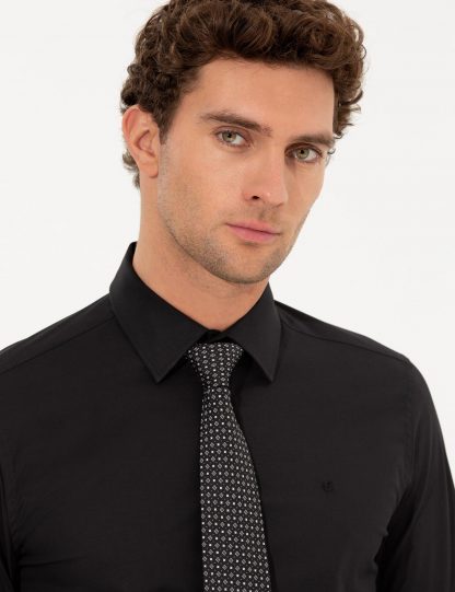 پیراهن رسمی مردانه اسلیم سیاه کاشارل