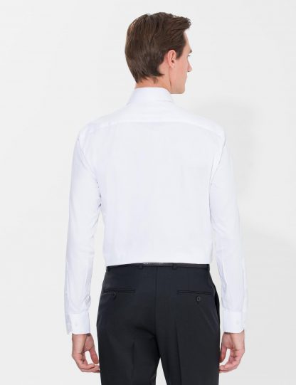 پیراهن آستین بلند مردانه ساده سفید کاشارل