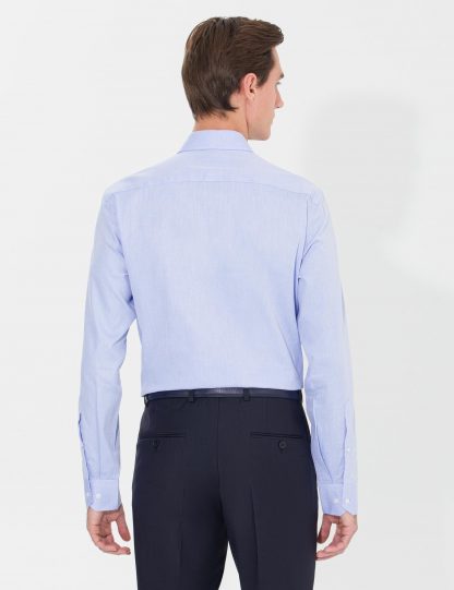 پیراهن آستین بلند مردانه ساده اندامی آبی روشن کاشارل