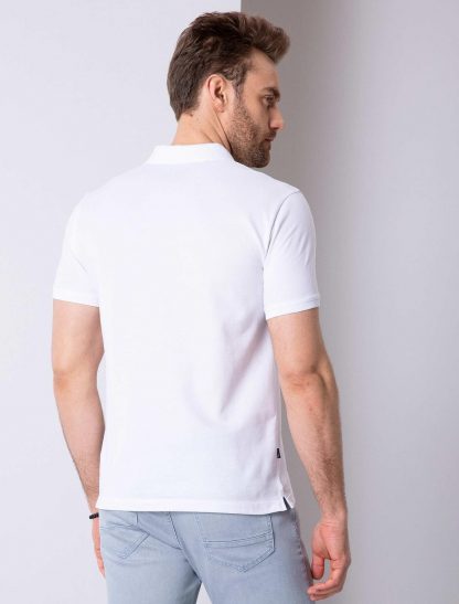 تی شرت مردانه آستین کوتاه یقه پولو ساده اندامی سفید پیرکاردین