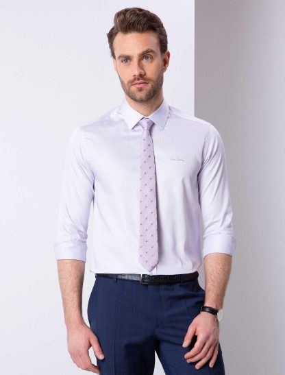 پیراهن آستین بلند مردانه یقه کلاسیک طرح ساده جذب یاسی پیرکاردین