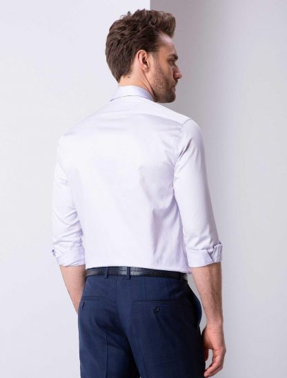 پیراهن آستین بلند مردانه یقه کلاسیک طرح ساده جذب یاسی پیرکاردین