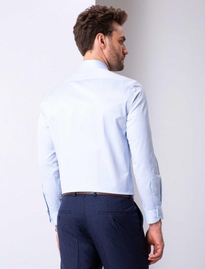 پیراهن آستین بلند مردانه با تن خوری معمولی آبی روشن پیرکاردین
