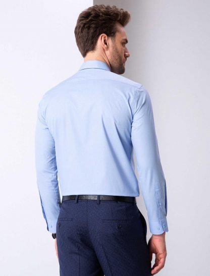 پیراهن آستین بلند مردانه یقه کلاسیک ساده آبی پیرکاردین