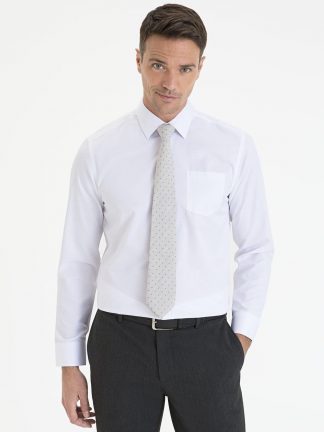 پیراهن آستین بلند مردانه یقه کلاسیک ساده جیبدار سفید پیرکاردین