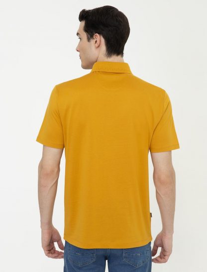 تی شرت مردانه آستین کوتاه یقه پولو بدون طرح معمولی زعفرانی پیرکاردین