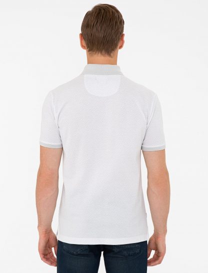 تی شرت مردانه آستین کوتاه یقه پولو طرحدار اندامی خاکستری پیرکاردین