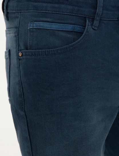 شلوار جین مردانه جیبدار جذب آبی تیره پیرکاردین