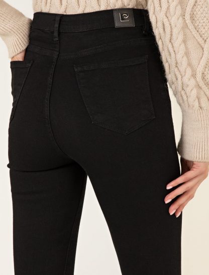 شلوار جین زنانه فاق بلند جیبدار سیاه پیرکاردین