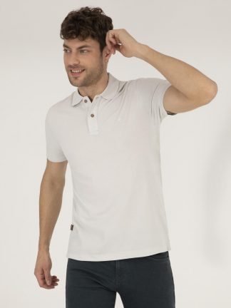 تی شرت مردانه یقه پولو مدل جذب خاکستری روشن پیرکاردین
