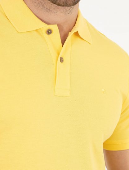 تی شرت مردانه یقه پولو مدل جذب زرد روشن پیرکاردین
