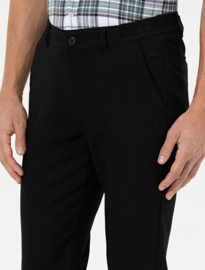 شلوار کتان و پارچه ای مردانه طرحدار جیبدار مدل جذب سیاه پیرکاردین