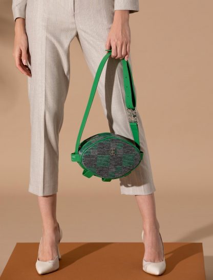 کیف دوشی زنانه سبز پیرکاردین