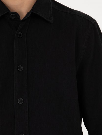 پیراهن آستین بلند مردانه معمولی سیاه پیرکاردین