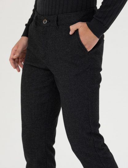 شلوار کتان و پارچه ای مردانه طرحدار جیبدار مدل جذب سیاه پیرکاردین