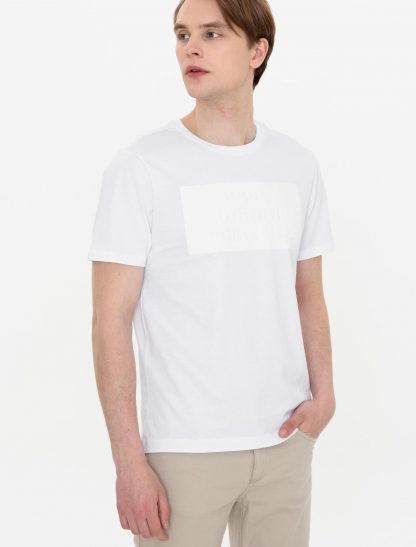 تی شرت مردانه آستین کوتاه یقه گرد معمولی سفید یو اس پولو