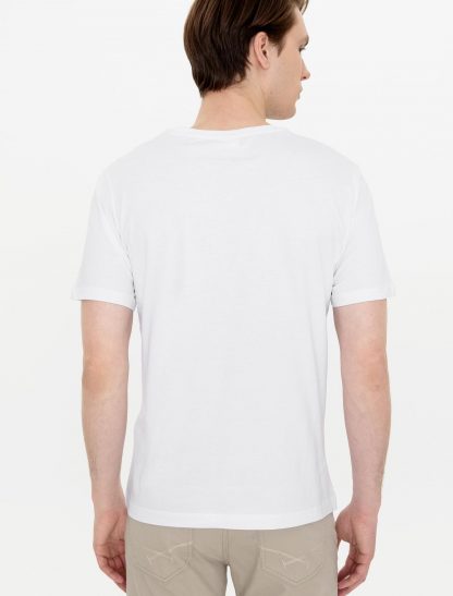 تی شرت مردانه آستین کوتاه یقه گرد معمولی سفید یو اس پولو