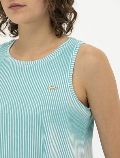 تی شرت زنانه بدون آستین یقه گرد طرحدار A-Form نعنایی یو اس پولو