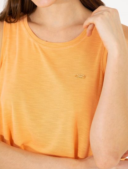 تی شرت زنانه بدون آستین یقه گرد ساده A-From نارنجی یو اس پولو