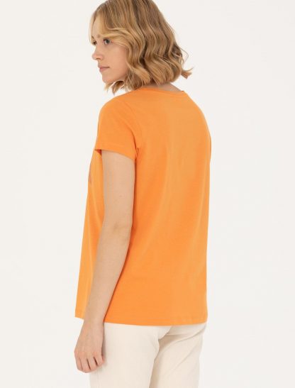 تی شرت زنانه معمولی نارنجی یو اس پولو
