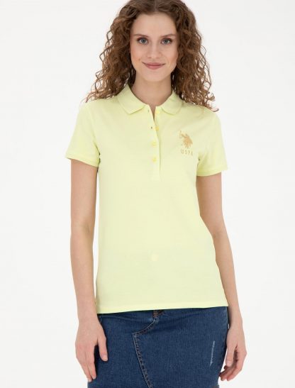 تی شرت زنانه جذب زرد روشن یو اس پولو
