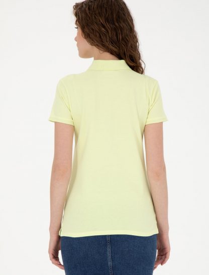 تی شرت زنانه جذب زرد روشن یو اس پولو