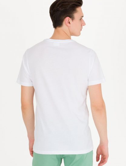 تی شرت مردانه آستین کوتاه یقه گرد سفید یو اس پولو