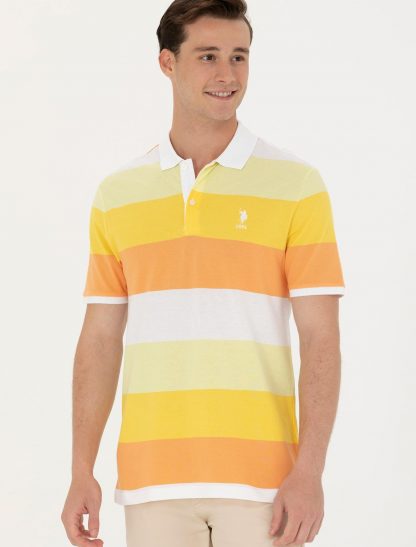 تی شرت مردانه آستین کوتاه یقه پولو راه معمولی نارنجی یو اس پولو